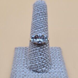 Size 8 Sterling Silver Triple Rectangle Cubic Zirconia Band Ring A5191